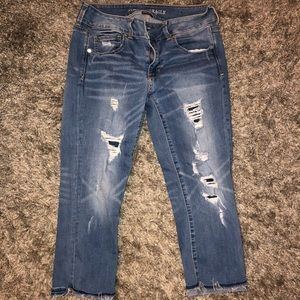 American eagle cropped ripped jeans